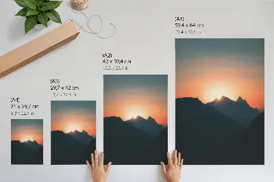 Premium wall art mountains sunset with a peaceful atmosphere
