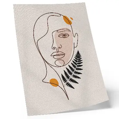 Minimalist face with leaf element premium wall art