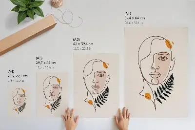 Minimalist face with leaf element premium wall art