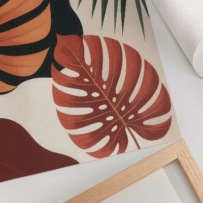 Poster with tropical leaves in vivid, modern colors