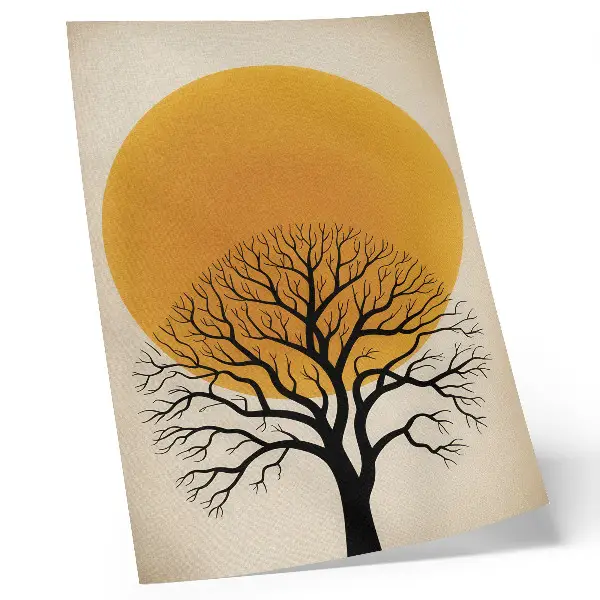 Premium wall art a tree against a large circle in warm shades