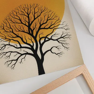 Premium wall art a tree against a large circle in warm shades
