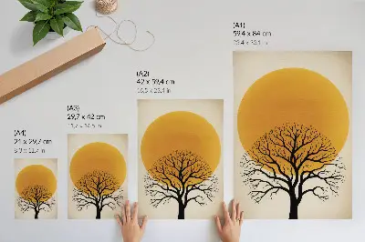 Premium wall art a tree against a large circle in warm shades