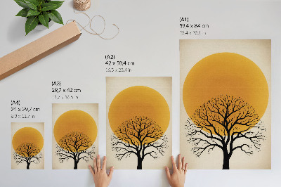Premium wall art A tree against the background of a large circle in warm shades