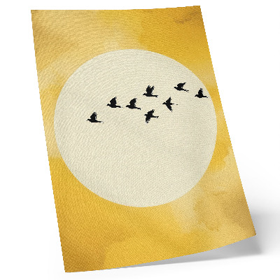 Poster Birds against a yellow circle background