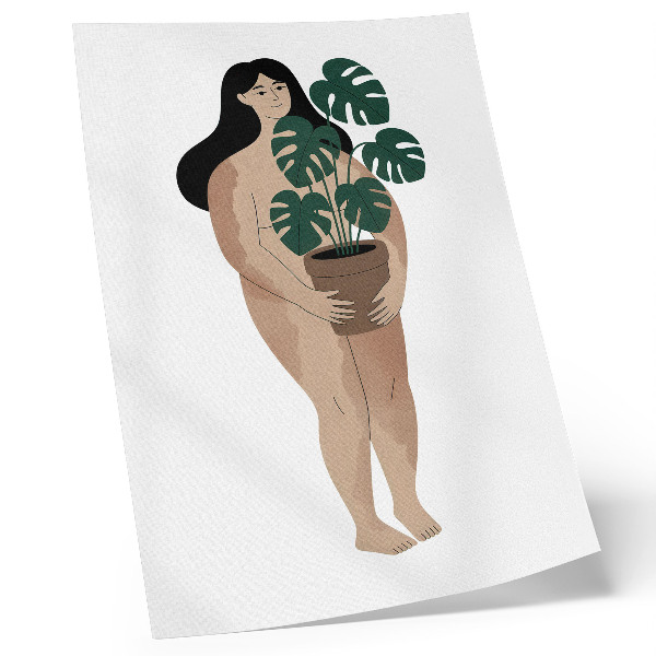 Premium wall art Woman with a flowerpot elegance minimalism peace