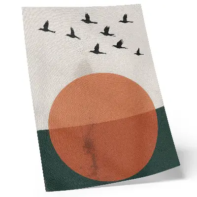 Decorative poster birds in flight orange minimalist circle