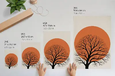 Minimalist tree poster with strong contrast and harmonious composition