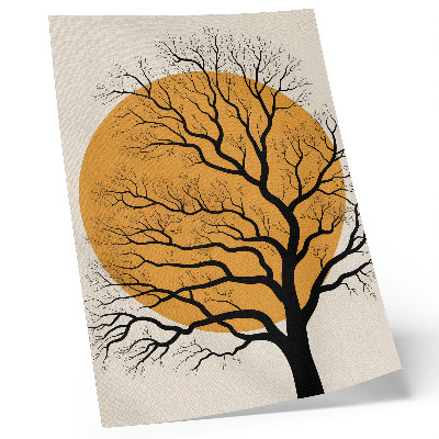 Premium wall art A minimalist tree on an orange background