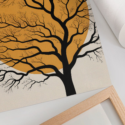 Premium wall art A minimalist tree on an orange background