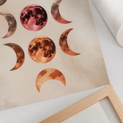 Premium wall art featuring the symmetry of the moons with warm colors and a cosmic atmosphere