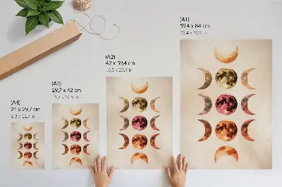 Premium wall art featuring the symmetry of the moons with warm colors and a cosmic atmosphere