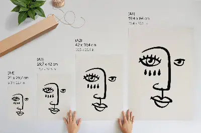 Decorative poster abstract facial lines in modern minimalism style