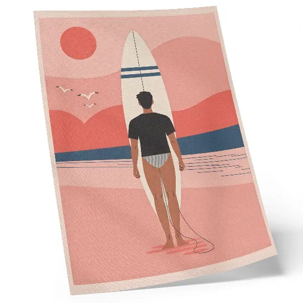 Surfer board beach sea peace relaxation poster 