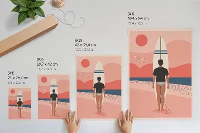 Surfer board beach sea peace relaxation poster 