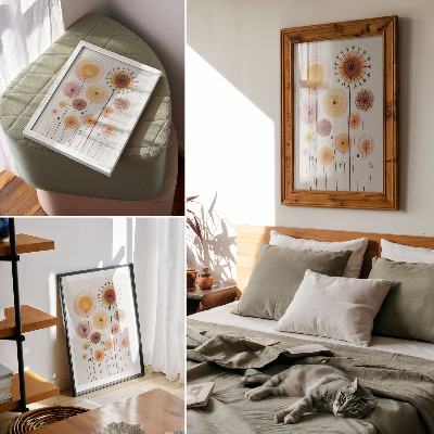 Art print Pastel dandelions, modern style, delicate