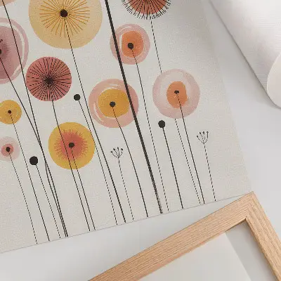 Art print pastel dandelions in a modern delicate style