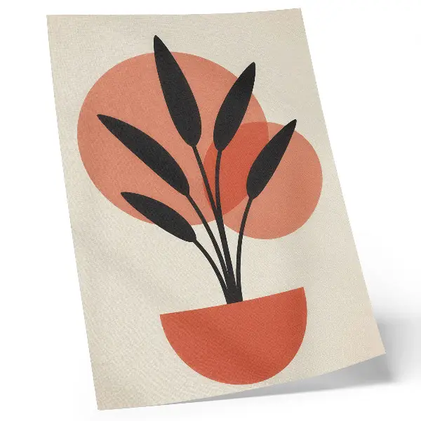 Premium wall art abstract geometric leaves on a beige background