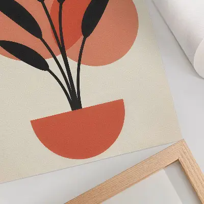 Premium wall art abstract geometric leaves on a beige background