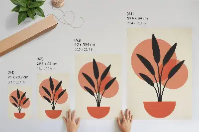 Premium wall art abstract geometric leaves on a beige background
