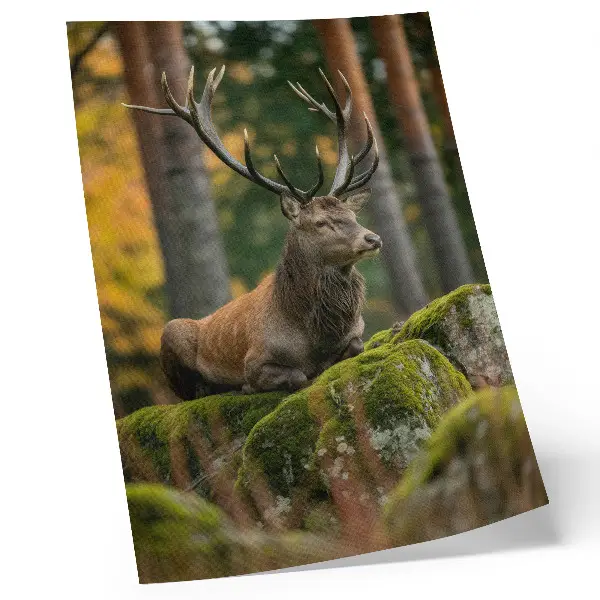 Deer in a forest poster a majestic animal in a woodland setting