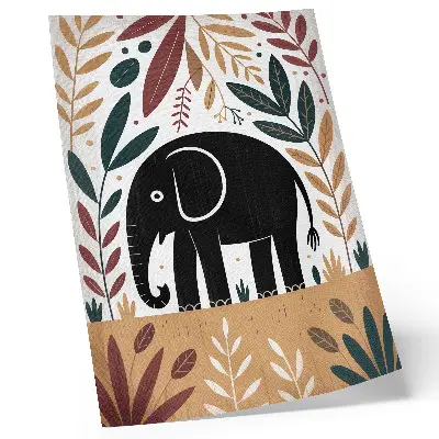 Elephant among leaves decorative poster elegant nature-inspired wall art
