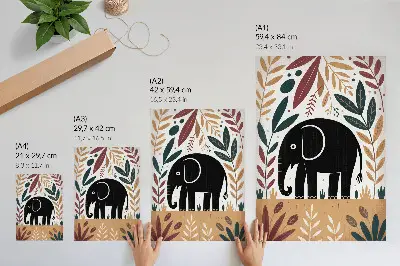 Elephant among leaves decorative poster elegant nature-inspired wall art