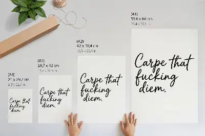 Motivational slogan poster black font on a white background