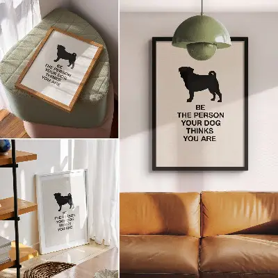 Premium wall art featuring a motivational dog design