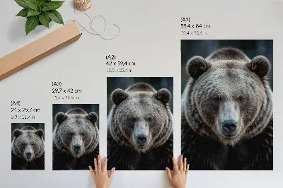 Bear portrait poster realistic, calm, and strong