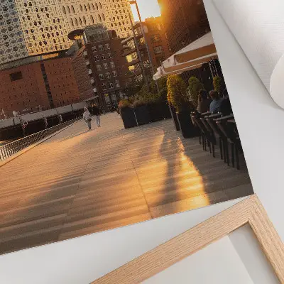 Urban landscape sunset poster elegant aesthetic design