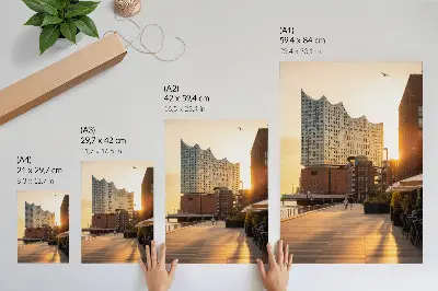 Urban landscape sunset poster elegant aesthetic design