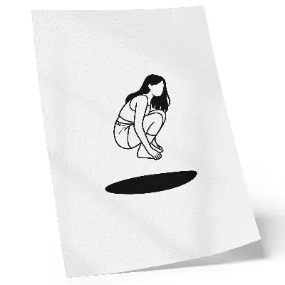 Art print crouching figure on a white background with no details