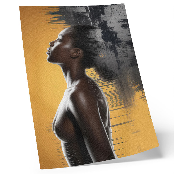 Decorative poster Stylish woman figure yellow and black contrast