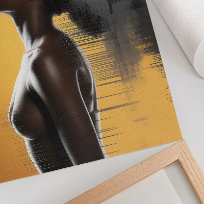Decorative poster Stylish woman figure yellow and black contrast