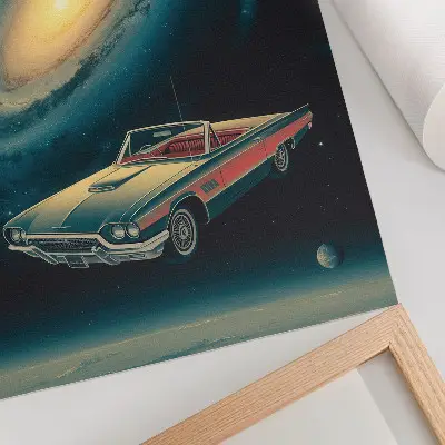 Art print a car in space illustration