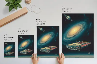 Art print a car in space illustration