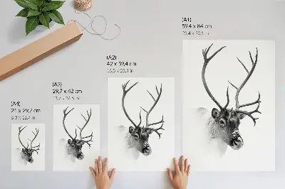 Majestic Reindeer Wall Art black and white contrast premium print