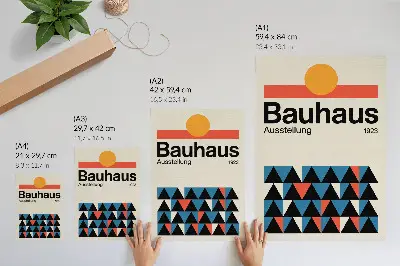 Bauhaus graphics art print with an orange accent