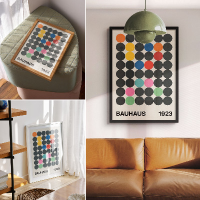 Premium wall art Geometric black circles vibrant colors Bauhaus inspirations