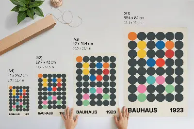 Geometric wall art black circles with vibrant Bauhaus-inspired colors