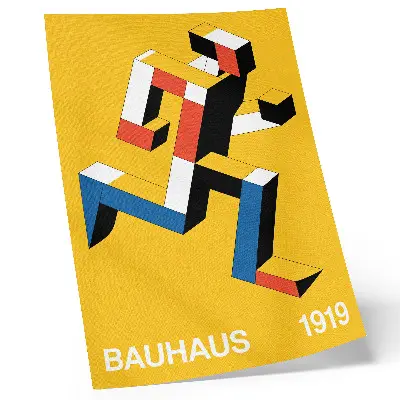 Poster with an expressive geometric pattern featuring a dominant color scheme and modern style