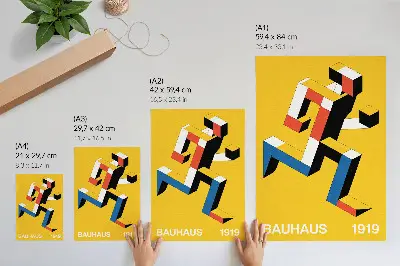 Poster with an expressive geometric pattern featuring a dominant color scheme and modern style