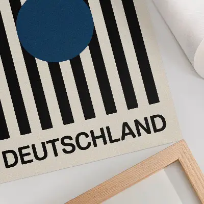 Art print black lines on a beige background with navy blue accents in a modern style