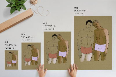 Art print Illustration of men in underwear in warm colors