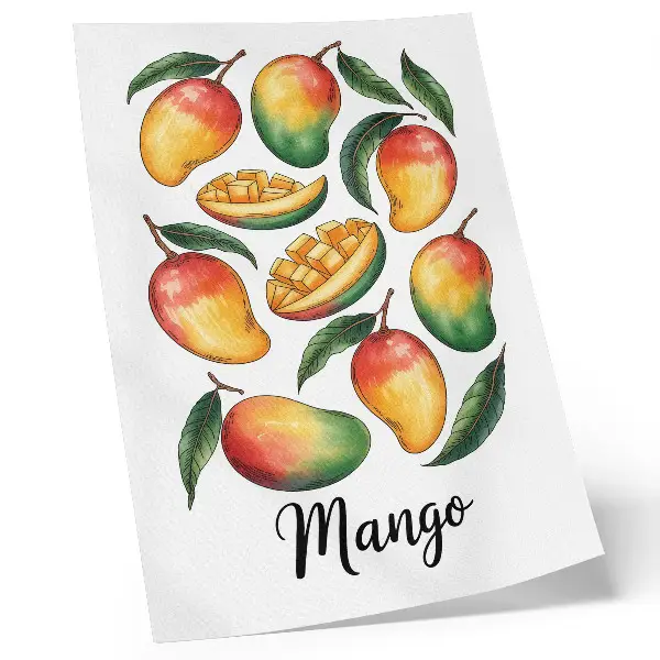 Decorative poster exotic mango green leaves illustration