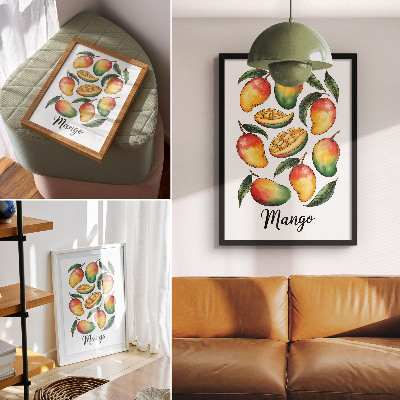 Decorative poster Exotic mango green leaves illustration style