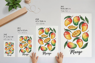Decorative poster Exotic mango green leaves illustration style