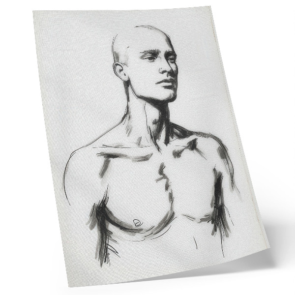 Poster Black and white drawing of a man's figure