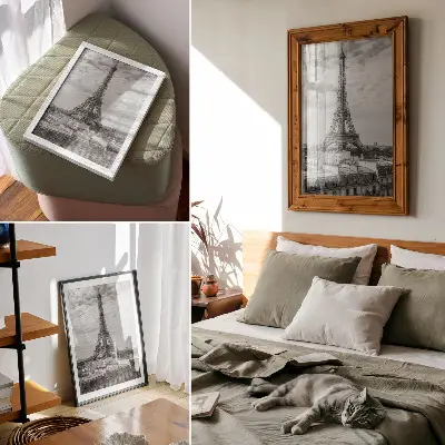 Eiffel Tower wall art elegant gray modern perspective print